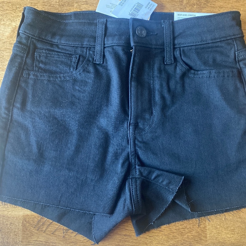 American Eagle Black High Rose Shortie Jean Short